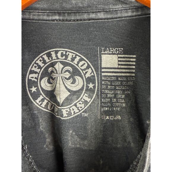 Affliction Long Sleeve Button Shirt Vintage Y2K Goth Grunge Cross Emo Mens Large - Picture 4 of 12
